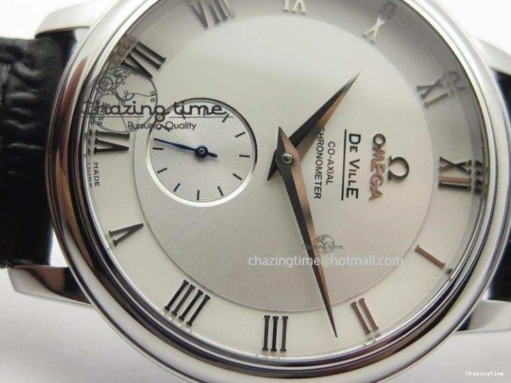 0205 Flexible De Ville MK 1:1 Best Edition SS White Dial On Black Leather Asian Seagull T1701 (Sec@6) 8244
